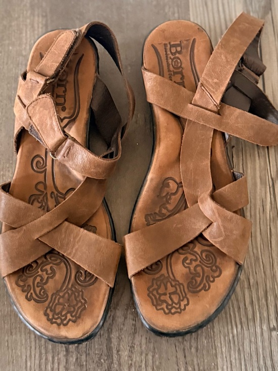 Born Shoes - Born Tan Leather Cross-Strap Sandals
